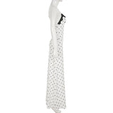 GETADME Lace V-Neck Patchwork Maxi Dress Women Backless High Waist Slim Spaghetti Contrast Party Dress Female Spring Long Dress