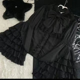 GETADME 2025 Japanese Lolita Blouse White - Cute Puff Sleeve Shirt with Lace Cuffs for JSK Dress Sweet Vintage Style Underblouse