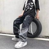 GETADME 2026 Korean Fashion  Ripped Jeans Pants Men Broken Holes Trousers Casual Soft Stylish Regular Baggy Straight Denim Trousers
