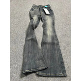 GETADME Oversized Washed Denim Flare Pants Women Spring Summer High Waist Slim Black Grey Jeans American Style Vintage Long Pants