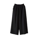 GETADME Feamle Casual and Versatile Lazy Style Wide Leg Pants With Pockets Lightweight High Waisted Loose Cropped Capris