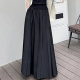 GETADME Women Skirts Spring Pleated Floor Length Solid Simple Classic Graceful Popular Newly Young Stylish Cool Korean Style Hot Sale