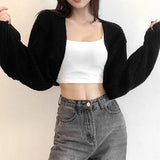 GETADME Open Front Solid Color WomenBolero Shrug Cardigan Cropped Casual Bolero for Everyday Date Nights Parties