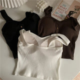 GETADME Women's Y2K Cropped Tops with Bra Pads Summer Corset Korean Suspenders Vest Sexy Camisole Slim New