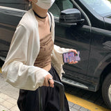 Getadme Rimocy 여성용 여름 니트 크롭 탑 스트리트웨어 긴팔 크롭 카디건 여성 단색 선스크린 코트 여성