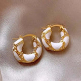 GETADME Nouvelles boucles d'oreilles créoles tendance couleur émail, texture métal, petites créoles pour femmes, couleur or, bijou tendance et créatif.