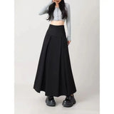 GETADME Women Skirts Spring Pleated Floor Length Solid Simple Classic Graceful Popular Newly Young Stylish Cool Korean Style Hot Sale