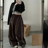 GETADME Oversized Hip Hop Baggy Pants Fashion Women Striped Pocket Elastic High Waist Cargo Pant Streetwear Sweatpant Loose New Trousers