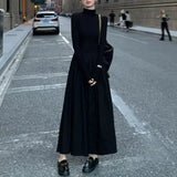 GETADME Chic Hepburn Style Women's Dress Knee-Length Base Layer Inner Wear Long Skirt Spring Fashion Korean Version Slimming Dress
