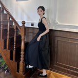 여성 우아한 블랙 드래그 퀸 드레스 레이디 클럽 사교계 젠틀 서스펜더 드레스 여성 다재다능한 레트로 홀리데이 파티 롱 드레스