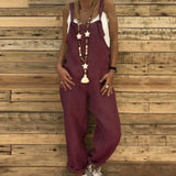 GETADME 여성 점프수트 편안한 롬퍼 얇고 피부 친화적인 루즈한 단색 여성 롬퍼 조절 가능한 스트랩 점프수트 긴 바지 롬퍼