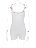 GETADME Hugcitar Lace Patchwork Strap Playsuit Skinny Sexy Streetwear Cute One Piece Rompers Casual Outfits 2025 Summer Clothes