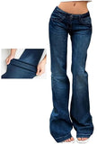GETADME Women Vintage y2k Flared Jeans Retro Button-up Low Rise Casual Denim Pants Harajuku 2000s Aesthetic Trousers Basic Jeans