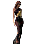 GETADME CUTENOVA Sexy Sleeveless One Shoulder Printed See Through Mesh Dresses For Women 2025 Summer High Slit Slim Beach Holiday Dress