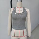 GETADME 2025 Summer Ribbd Halyer Sleeveless Backless Ladies Streetwear U Neck Crop Top Solid Skinny Hot Sexy Tank Top Clubwear Women