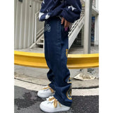 GETADME Men's letter star print y2k jeans American style hip hop high waist loose layered straight zipper fashion pants trend hot sale
