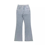 GETADME Men Jeans Boot Cut Solid Jean Wide Leg Denim Pant Distressed Washed Full Ankle Length Pockets Zipper Fly High Waist Basics