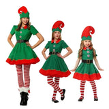 GETADME New Christmas Santa Claus Costume Green Elf Cosplay Family Carnival Party New Year Fancy Dress Clothes Children adult suit Gift