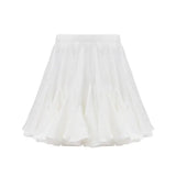 GETADME Elegant White Ruffles High Waist Mini Skirt Women 2025 Casual Pleated Fluffy A-line Skirts Summer Fashion Lady Party Streetwear