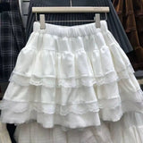 GETADME Japanese Y2k Cute Ruffled Plaid Skirt Punk Rock Subculture Cake Skirts Japanese Preppy Style Casual New 2025 Women Skirts