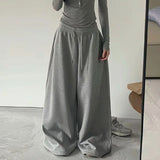 GETADME Y2K Vintage Baggy Sweatpants Women Autumn New Korean Loose Wide Leg Pants Streetwear Casual Zipper Fly Female Trousers 2025 New