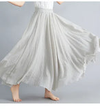 Robe longue en coton et lin Mori Girl, 28 couleurs, taille élastique, coupe trapèze, style ethnique, couleur unie, pour femme.