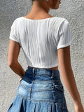 GETADME Short Sleeve Solid Color Summer Women Casual T Shirts Summer Hot Sexy Basic Fashion Crop Tops Fashion Streetwear Tees Club