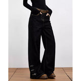 GETADME Women Black Gothic Y2k Baggy Cargo Jeans Vintage Japandi Style Grunge Jean Pants Harajuku Oversize Denim Trousers Clothes