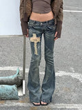 GETADME Tonngirls 2000s Japanese Jeans Pants Women Low Waist Denim Pant Streetwear American Retro Y2k Trousers Jeans Slim E-girls Jeans