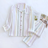 GETADME 2026 Spring and Autumn Women's Pajama Set 100% Cotton Crepe Long sleeved Pants Two piece Cute and Sweet Home Fury Set Ladies