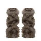 GETADME Vintage Faux Fur Leg Warmers Furry Boots Cover Socks Winter Thickened Plush Socks Hot Girl Jk Punk Hiphop Cosplay Accessories
