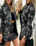 Getadme-Camouflage Coat for Women Army Green Casual Women Long Sleeve Jackets Y2k Spring Autumn Slim Cardigan Streetwear Ins Jacket Top