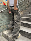 GETADME Vintage Men y2k Stretchy Baggy Denim Jeans For Men Fashion Casual pants Streetwear Denim Hip Hop Wide-Leg Straight Trousers