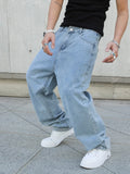 GETADME Spring Autumn Men Baggy Jeans Oversize Straight Loose Casual Denim Trousers Solid Color Streetwear Fashion Y2k Wide Leg Pants
