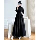 Getadme  New Slim Long Sleeve Elegant Dress Autumn Winter Thin Casual Temperament Pullovers Women's Clothing Office Lady Simplicity