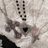GETADME Y2K Sweet Cool Girl Personalized Creative Cross Love Pendant Necklace, Suitable for Daily Wearing