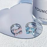 New Blue Crystal Rings Romantic Pink Heart Bowknot Shiny Ring for Women Y2K Accessories Fashion Trendy Sweet Girls Party Gifts
