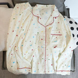 GETADME Embroidery Dog Vintage Plaid 2 Piece Suit Pyjama Femme Korean Style Casual Soft Fashion Women's Pajamas Autumn New Sleepwear