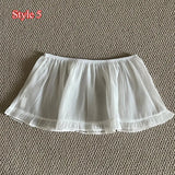 GETADME Y2K Mini Skirts Women Harajuku Aesthetic White Tulle Bandage Skirt Japanese Vintage Lolita Lace Trim Miniskirt Matching Pants