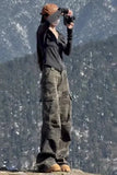 GETADME Y2k Clothes Jeans For Woman High Waist Flare Trousers Camouflage Cargo Wide Leg Straight Winter New Pants Slim Fit Fashion