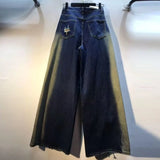 GETADME 2025 Ropa Y2K Grunge Vintage Blue Baggy Women's Stacked Ripped Jeans Pants For Woman Clothing New Rock Wide Leg Denim Trousers