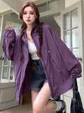 Getadme-New Korean Fashion Oversized Long Sleeve Hooded Jacket Women Sweatshirt Chic Summer Jacket Beach Outdoor Sun Protection Clothing
