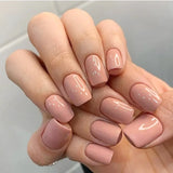 GETADME 24Pcs Solid Color Wine Red Design Fake Nail Short Square Press on False Nails Simple Detachable Finished Full Cover Nail Tips