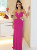 GETADME Weird Puss Ruched Sexy Dress Women Y2K Coquette V Neck Cross Backless Sleeveless Ruffles Splits Prom Party Hipster Long Bodycon