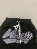 GETADME 2026 New Retro Y2K Hot Diamond Letter Printed Sports Set, Hip Hop Punk Street Trendy Personalized Fashion Zipper Hoodie Pants