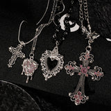 GETADME Y2K Sweet Cool Girl Personalized Creative Cross Love Pendant Necklace, Suitable for Daily Wearing
