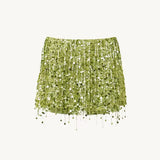 GETADME Sexy Sequins Tassel Skirt Sets Women Sling Crop Tops Hip Package A-line Short Skirts 2025 Summer Chic Beach Party Outfits Lady