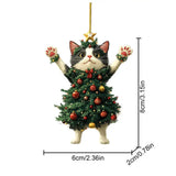 GETADME Christmas Cat Pendant Halloween Cartoon Animal Christmas 2D Acrylic Xmas Tree Ornaments 2025 New Year Home Decor