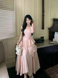 GETADME French Elegant Vintage Summer Women Dresses Design Irregular Evening Dresses Fashion Slim Fit Female Korean Style Long Dresses