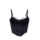 GETADME Elegant Ruffle Lace Flower Camisole Bowknot Buckle Slim Crop Tops Tank Sweet Lace Corset Travel